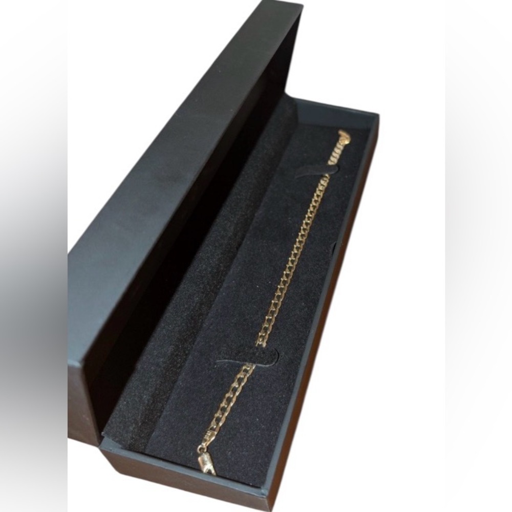 10k Gold Curb Chain Bracelet In Original Box - Picture 3 of 4